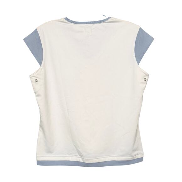 NWT Tail Activewear White Blue Trim V-Neck Short Sleeve Performance Top S - Picture 3 of 5